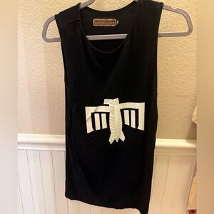 Black Sleeveless Top with White Graphic